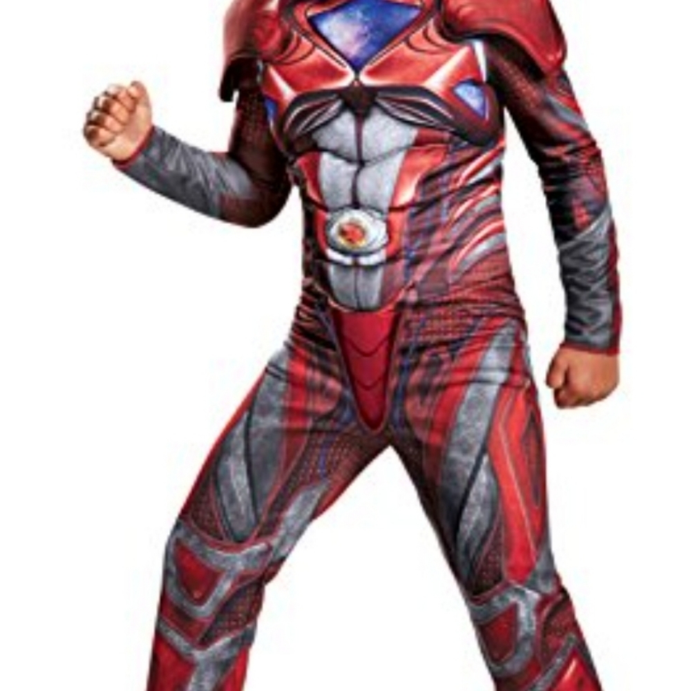 Power Rangers Movie Version Kids Red Ranger Muscle Suit SIZE L 10-12
